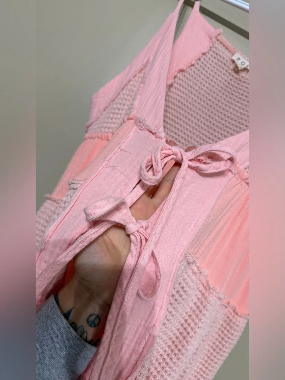 POL Waffle Tie Front Mini Dress - Picture 8 of 14